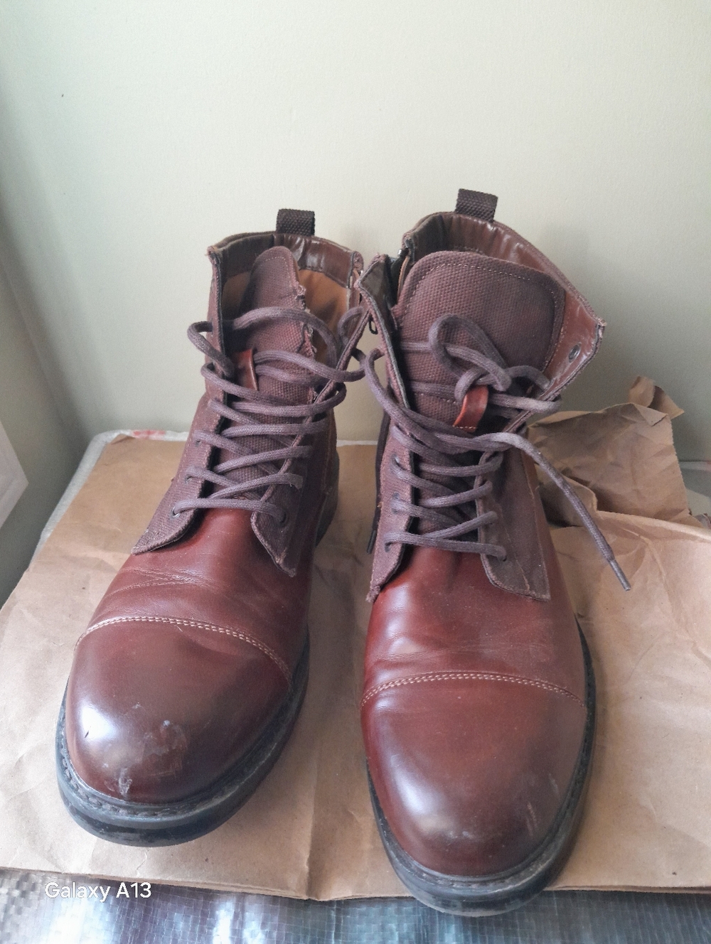 Aldo Brown Vegan Leather Lace-Up Ankle Boots